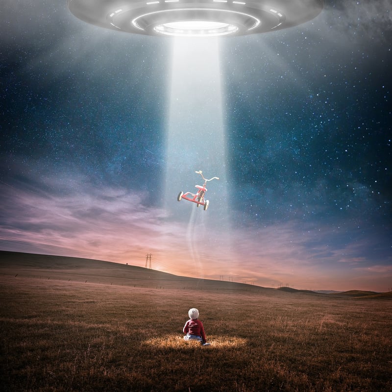 UFO flying over city